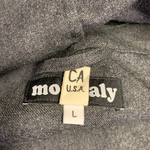 MONITALY Taille L Gris Anthracite Laine Manteau ceinturé ouvert à capuche