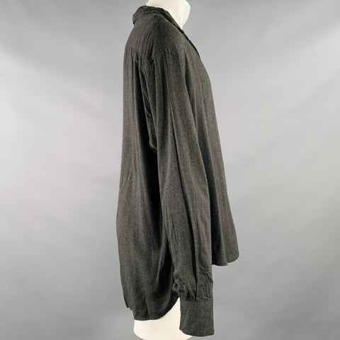 DOLCE & GABBANA Taille M Chemise à manches longues en viscose gris anthracite à une poche