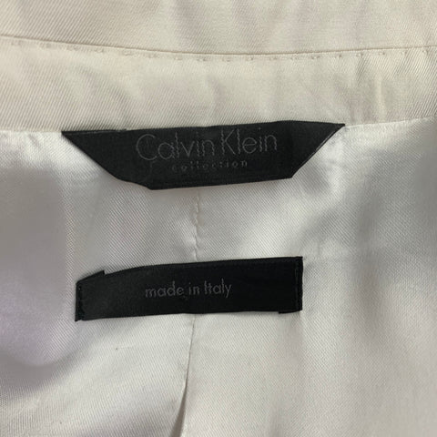 CALVIN KLEIN Size 40 Off White Silk Peak Lapel Sport Coat