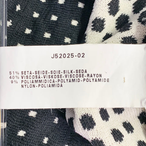 ARMANI COLLEZIONI Size L Black White Geometric Dots Silk Blend Crew Neck Pullover
