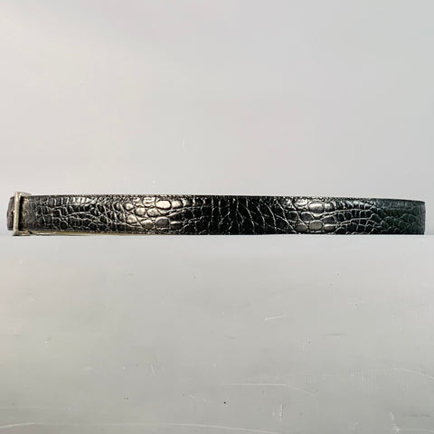 MISSONI Size 43 Black Silver Embossed Leather Belt