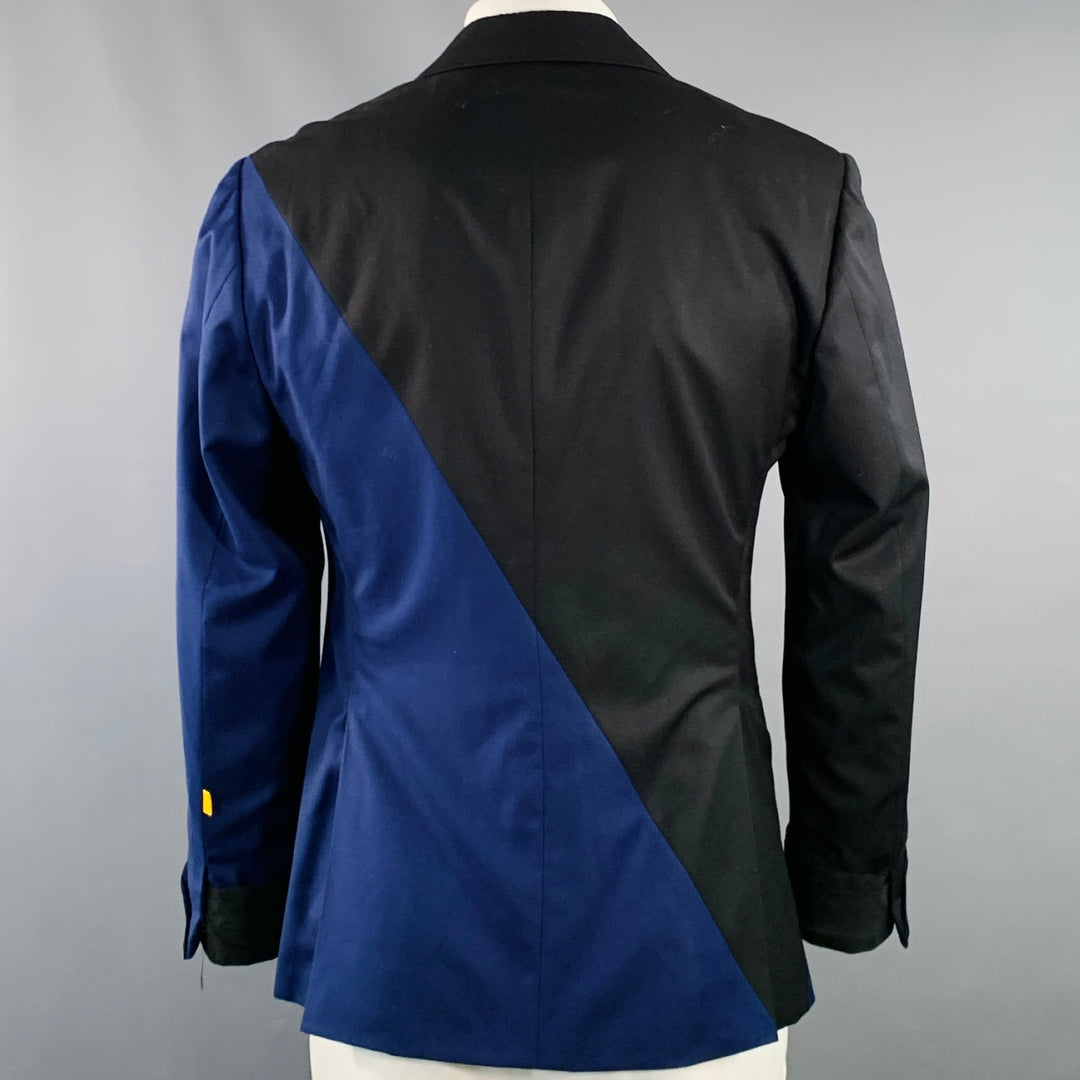 RICHFRESH Size 42 Navy Black Two Toned Double Breasted Peak Lapel Sport Coat