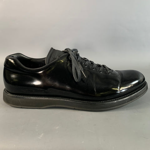 PRADA Size 10 Black 2E2718 Leather Lace Up Shoes