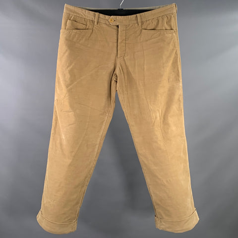 TS (S) Size XL Beige Corduroy Cotton Blend Tapered Cuffed Button Fly Casual Pants
