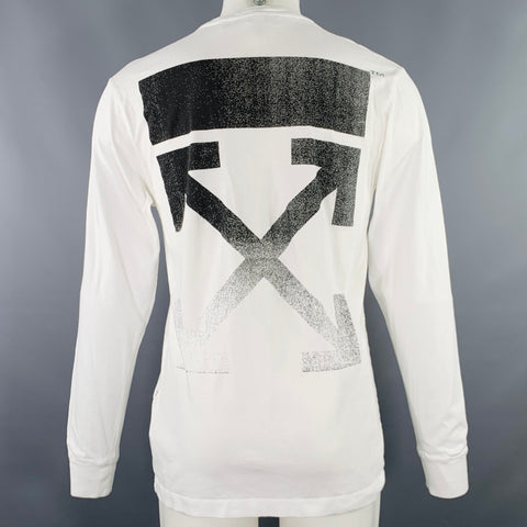 OFF-WHITE Size M White Black Graphic Cotton Long Sleeve T-shirt