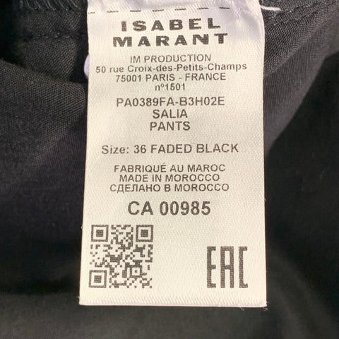 ISABEL MARANT Taille 6 Noir Coton Sergé Fermetures éclair Jean fuselé à braguette zippée