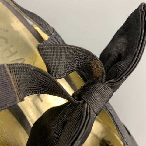 CHANEL Size 7 Black Taffeta Bow Slingback Pumps