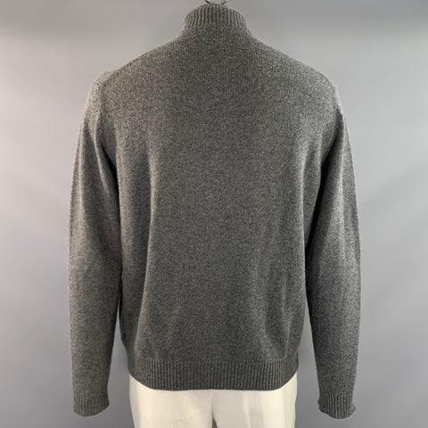PRADA Size 42 Grey Knitted Cashmere Zip Up Jacket