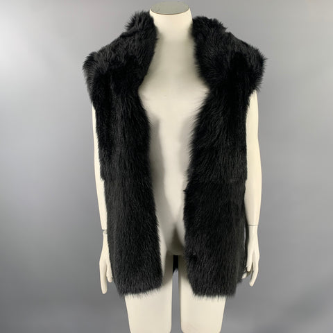 HELMUT LANG Size M Black Leather Trench Coat