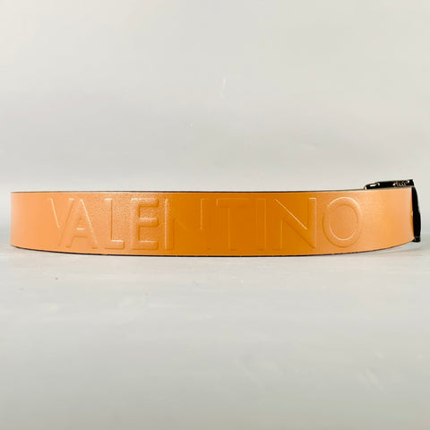 MARIO VALENTINO Size 36 Brown Gunmetal Monogram Leather Belt