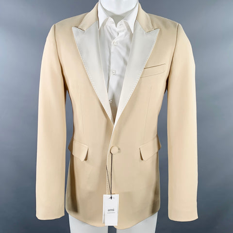 AMI by ALEXANDRE MATTIUSSI Taille 36 Veste de sport en laine texturée beige