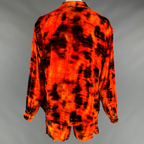 RtA Size L Orange Black Velvet Viscose Silk Shorts Set