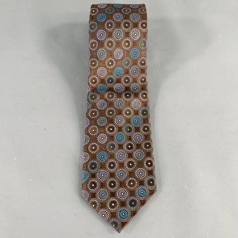 PAUL SMITH Brown Blue Circles Silk Tie