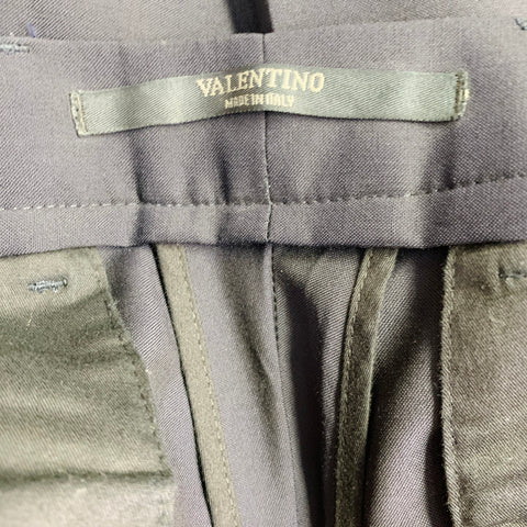 VALENTINO Size 30 Navy White Wool Mohair Tuxedo Stripes Zip Fly Dress Pants