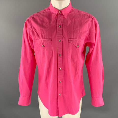 RALPH LAUREN Size M Pink Cotton Western Long Sleeve Shirt