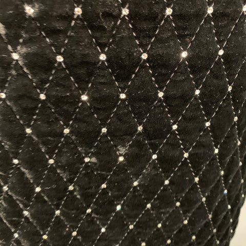 GUCCI Size 6 Black Silver Velvet Crystal Quilted Side Zipper Knee Length Skirt