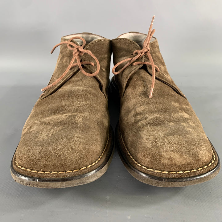 HUGO BOSS Size 8.5 Tan Khaki Leather Square Toe Lace Up Shoes