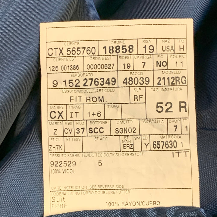 ERMENEGILDO ZEGNA Size 42 Regular Navy Blue Stripe Wool Notch Lapel Suit