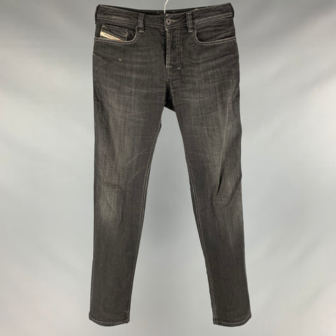 DIESEL Taille 26 Jean gris anthracite en coton élasthanne avec braguette boutonnée