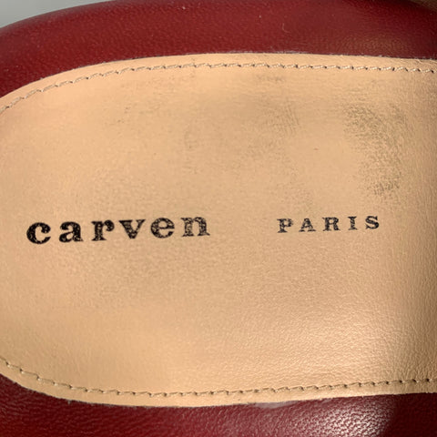 CARVEN Size 10 Burgundy Leather Lambskin Slippers Flats