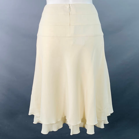 CHANEL Vintage 2003 Size 8 Cream Acetate Blend Ruffled Tulip Below Knee Skirt