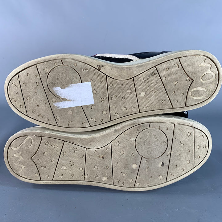 PAUL SMITH JEANS Size 8 Purple Cream Contrast Trim Leather Slip On Sneakers