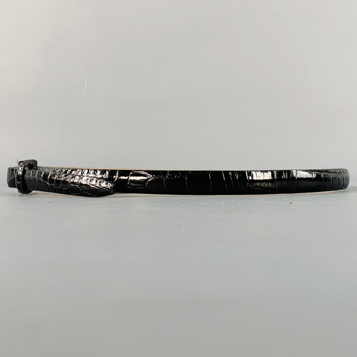 WCM NEW YORK Size S Black Alligator Leather Skinny Belt