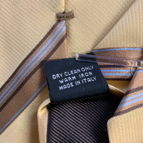 ERMENEGILDO ZEGNA One Size Gold Khaki Diagonal Stripe Silk Tie