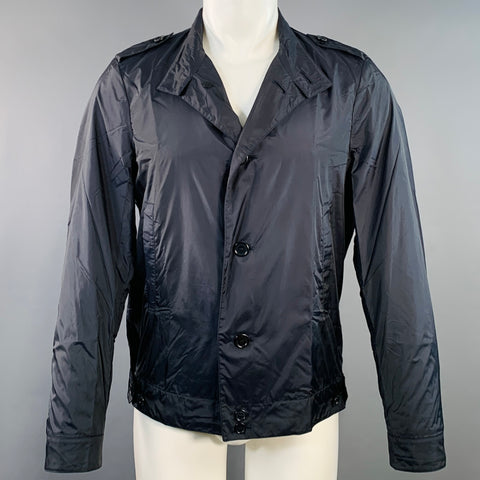 PRADA Size M Navy Nylon Epaulets Buttoned Jacket