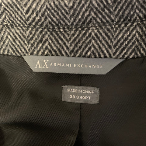 ARMANI EXCHANGE Grey Black Herringbone Cashmere Wool Peak Lapel Sport Coat