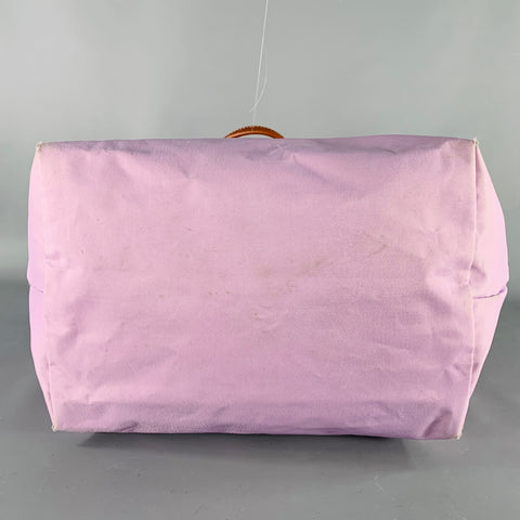 LONGCHAMP Purple Brown Mixed Materials Nylon Leather Tote Handbag