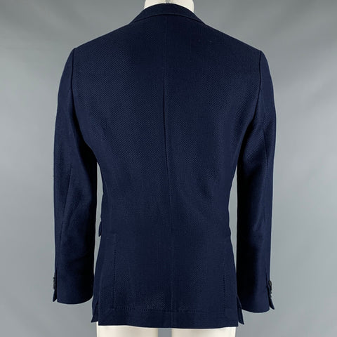 HUGO BOSS Size 40 Navy Textured Virgin Wool Blend Sport Coat