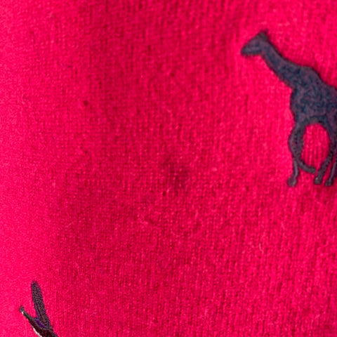 PAUL SMITH JEANS Size XL Pink Fuchsia Applique Wool Crew-Neck Sweater
