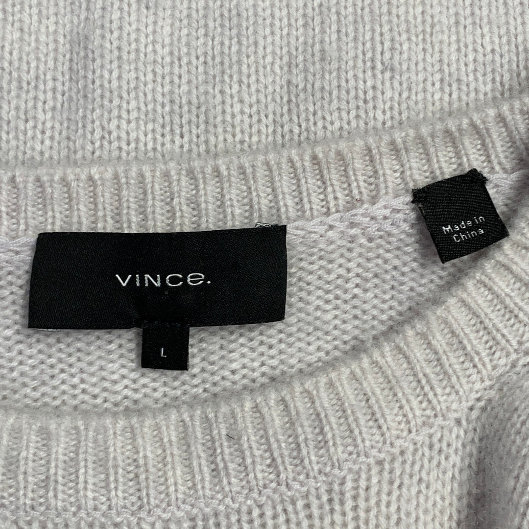 VINCE Size L Grey Light Knit Cashmere Crew Neck Pullover