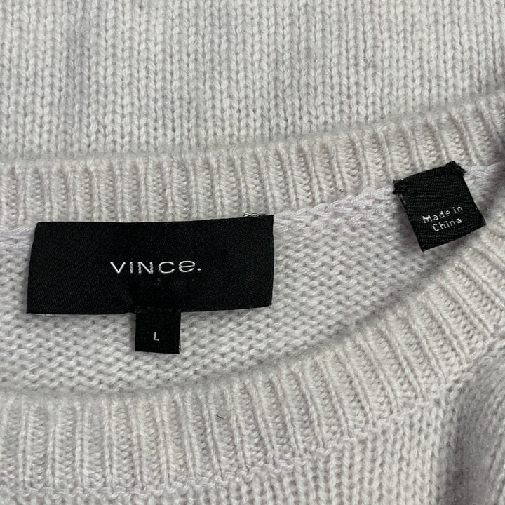 VINCE Size L Grey Light Knit Cashmere Crew Neck Pullover
