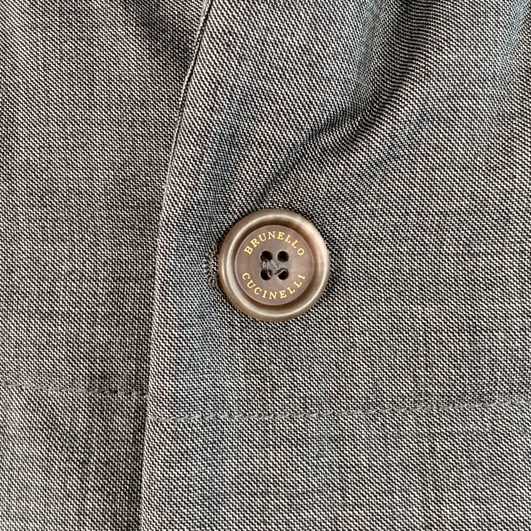 BRUNELLO CUCINELLI Size XL Grey Heather Wool Padded Buttoned Vest