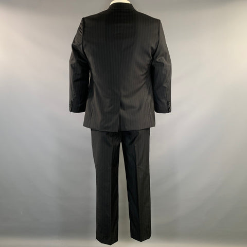 DOLCE & GABBANA Chest Size 42 Black Navy Stripe Wool Peak Lapel 36 27 Suit