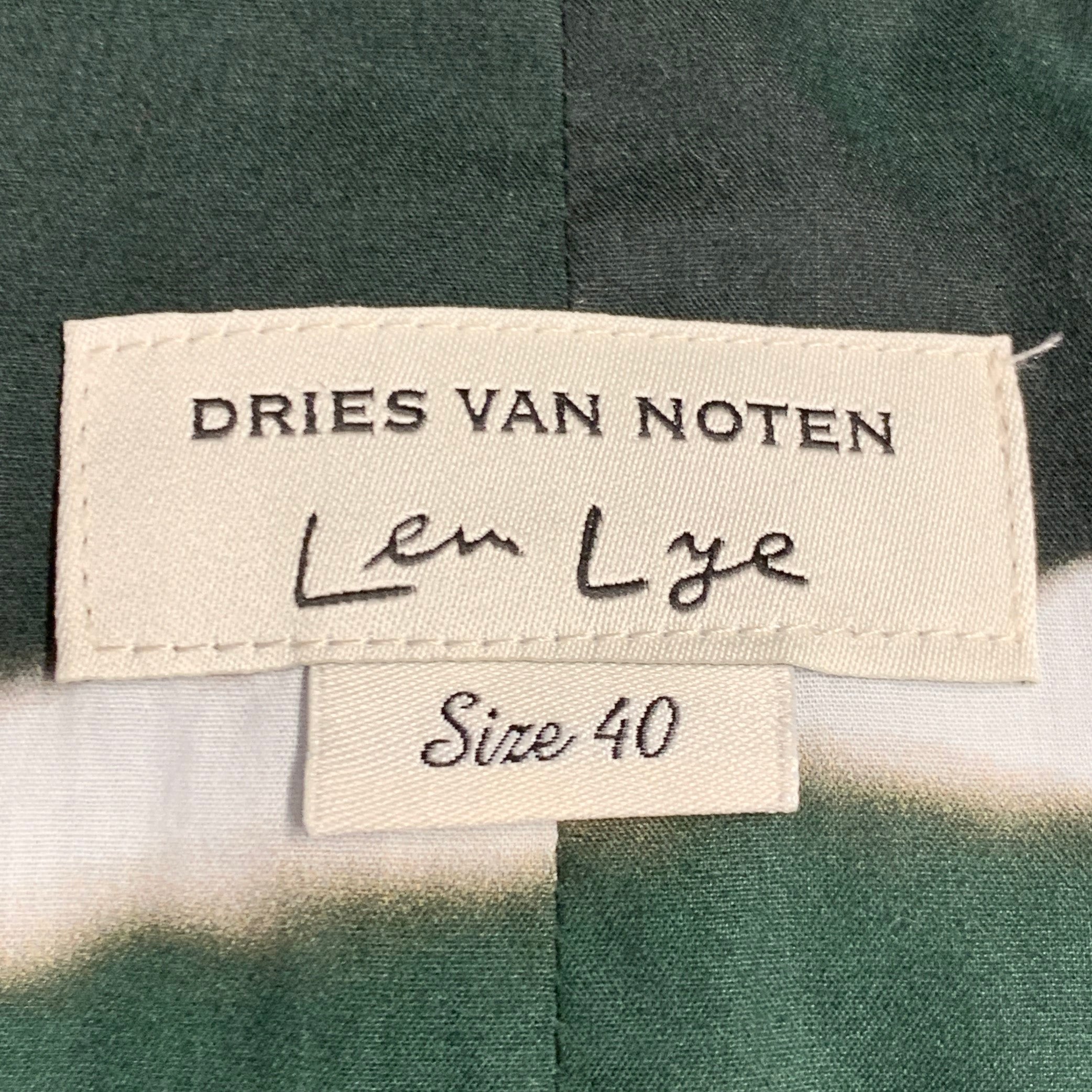 DRIES VAN NOTEN x LEN LYE Size M Green Black Cotton Abstract