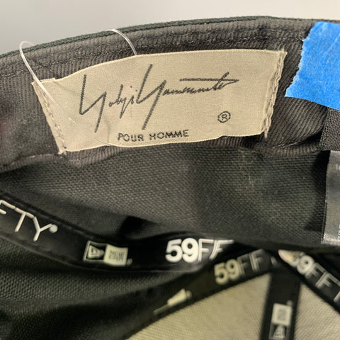 YOHJI YAMAMOTO Size 7 5/8 Black White Logo Canvas Cotton Hats