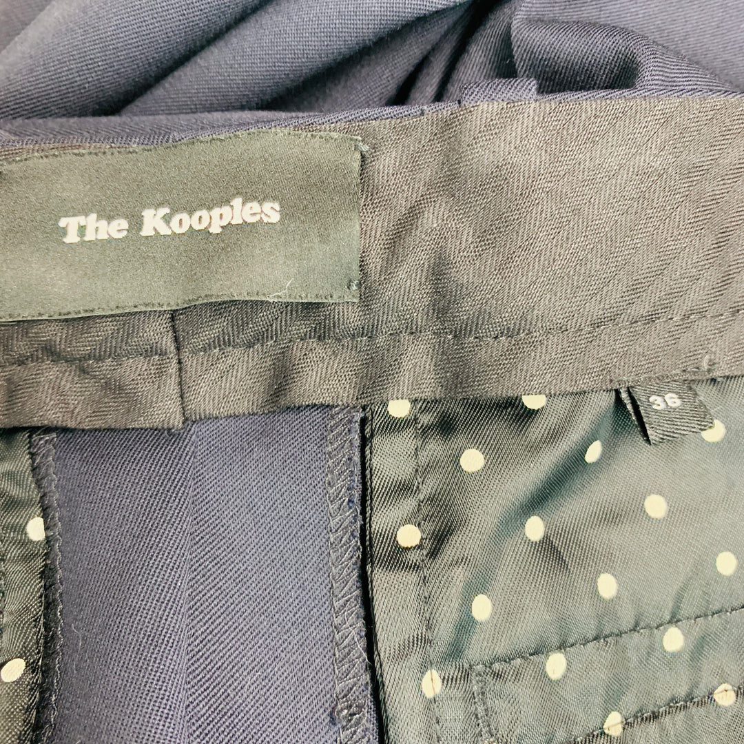 THE KOOPLES Taille 4 Pantalon habillé en laine mélangée noire marine à bordure contrastée