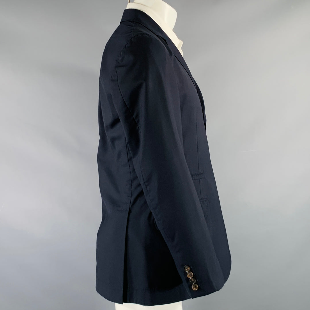 BRUNELLO CUCINELLI Taille 38 Manteau de sport à revers cranté en laine vierge et soie marine