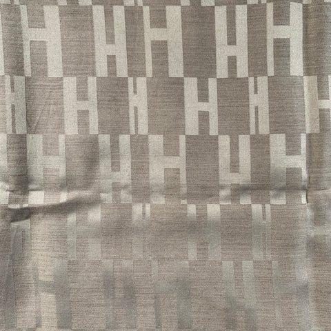 HERMES Beige Gold Logo Silk / Wool Scarves
