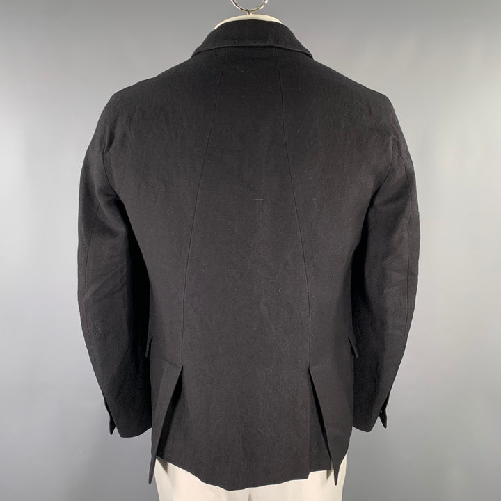 WOOSTER + LARDINI Size 42 Regular Black Flax Wool Sport Coat