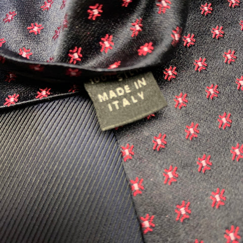 BORRELLI Black Red Geometric Silk Tie