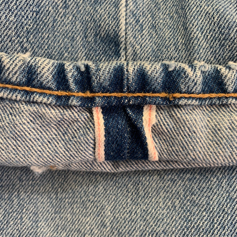LEVI STRAUSS Size 30 501 Blue Distressed Cotton Straight Selvedge Jeans