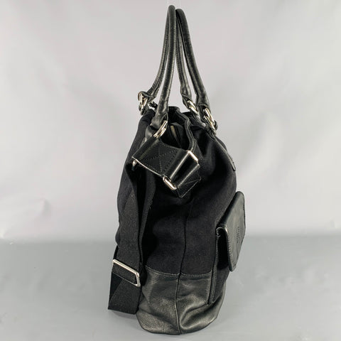 D&G by DOLCE & GABBANA Black Silver Canvas Leather Tote Handbag