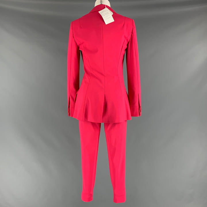 LA PERLA Size 4 Pink Fuchsia Wool Eastane Double Breasted Pants Suit