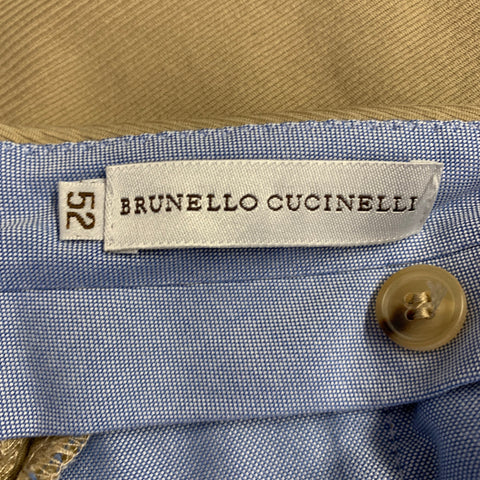 BRUNELLO CUCINELLI Size 36 Khaki Textured Cotton Zip Fly Dress Pants