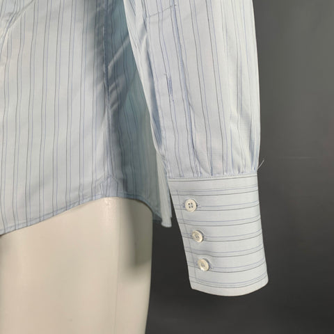 GUCCI Size S Blue Stripe Cotton Button Up Long Sleeve Shirt