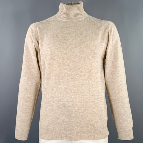 ALAN PAINE Size L Beige Oatmeal Wool Cashmere Turtleneck Sweater